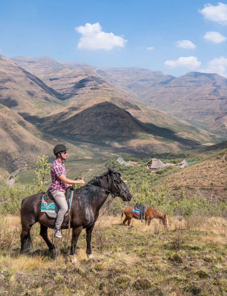 Horseback riding in Lesotho mountains